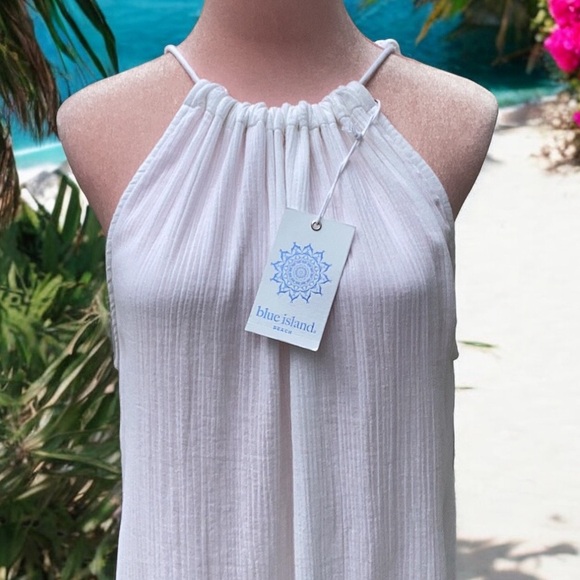 BLUE ISLAND NWT BEACH WEAR LONG WHITE DRESS SWIM COVER UP SUMMER XS - Picture 6 of 9